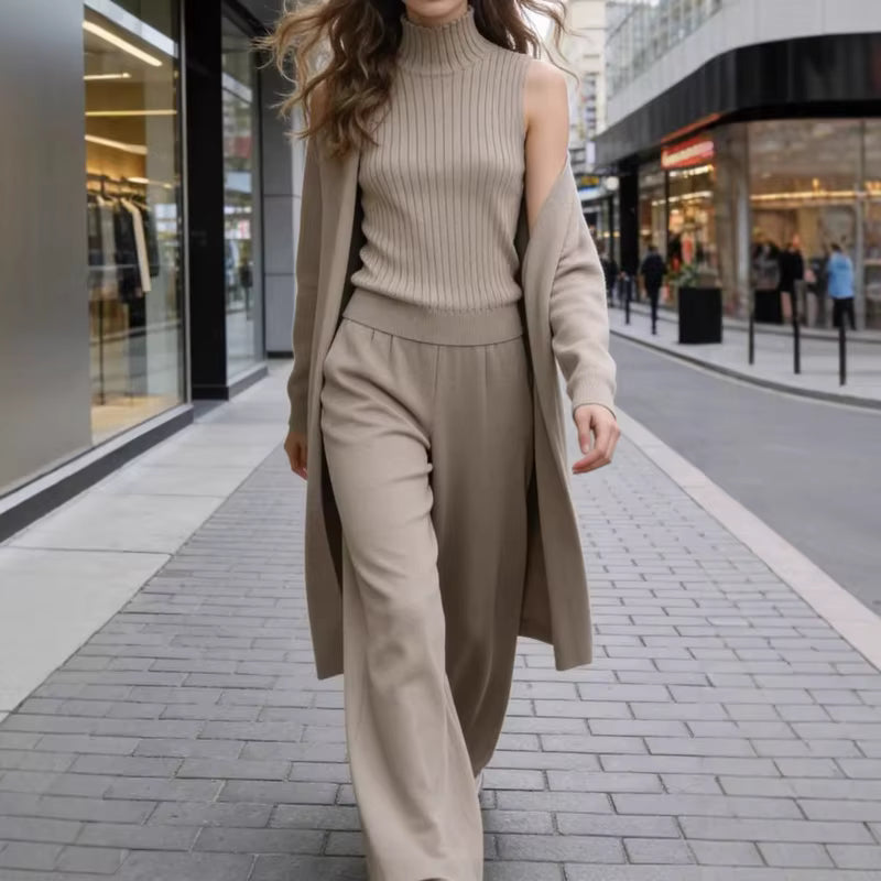 Autumn 3 Piece Women Cardigan TracksuitsKnitted