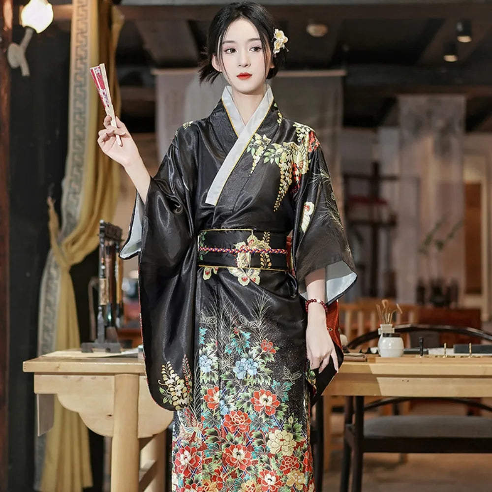 Japanese Yukata Satin Kimono