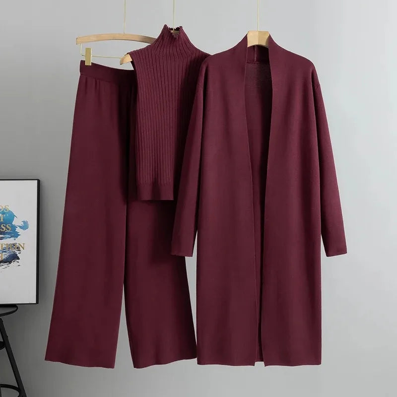 Autumn 3 Piece Women Cardigan TracksuitsKnitted