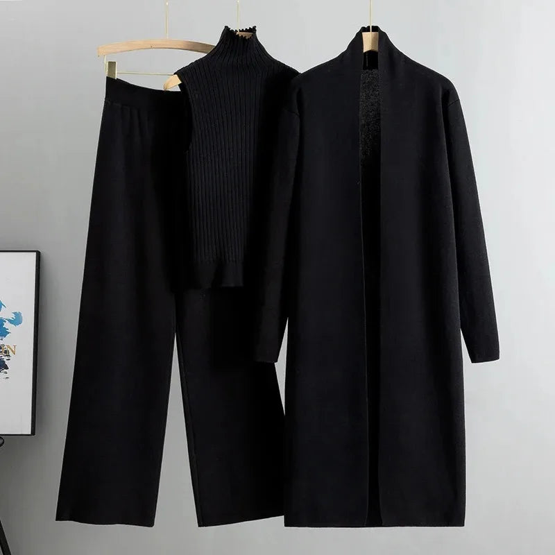 Autumn 3 Piece Women Cardigan TracksuitsKnitted