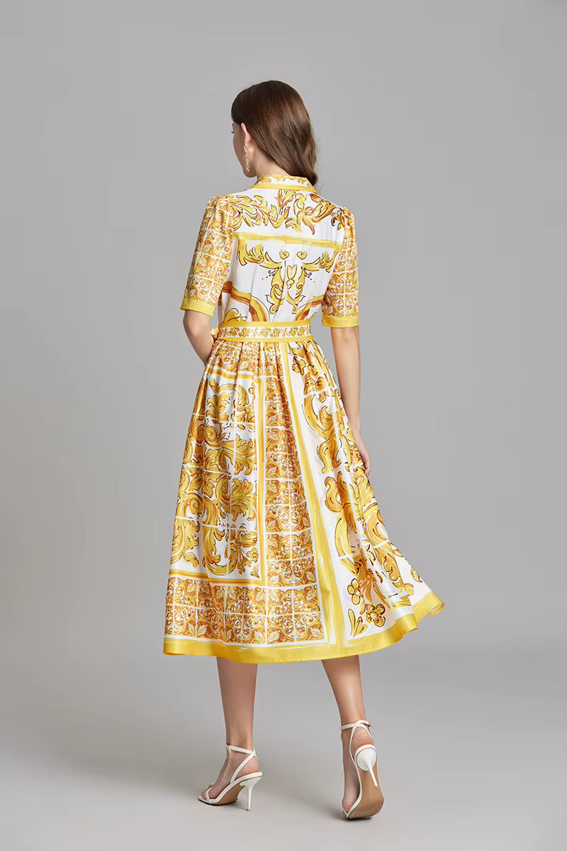 Paisley Print Shirt Dresses Women'S Turn down