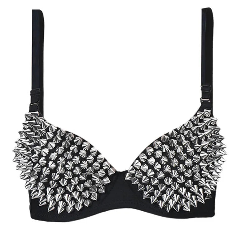 Sexy Rivets Punk Lingerie Underwear,Metallic 