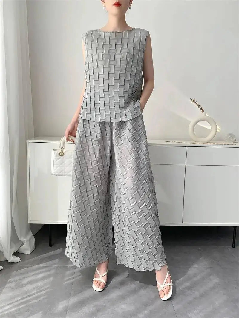 Handmade Pleated Set Women'S Summer