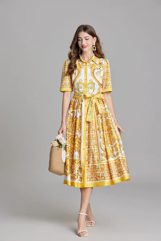Paisley Print Shirt Dresses Women'S Turn down