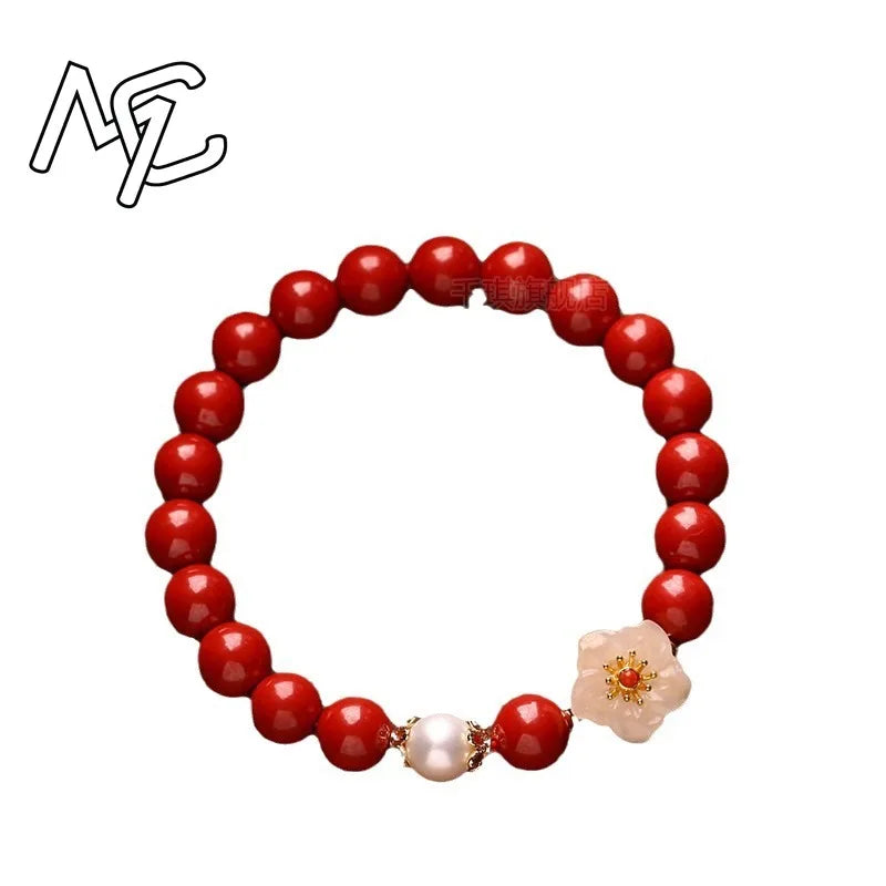 Real Cinnabar Peach Blossom Beads 