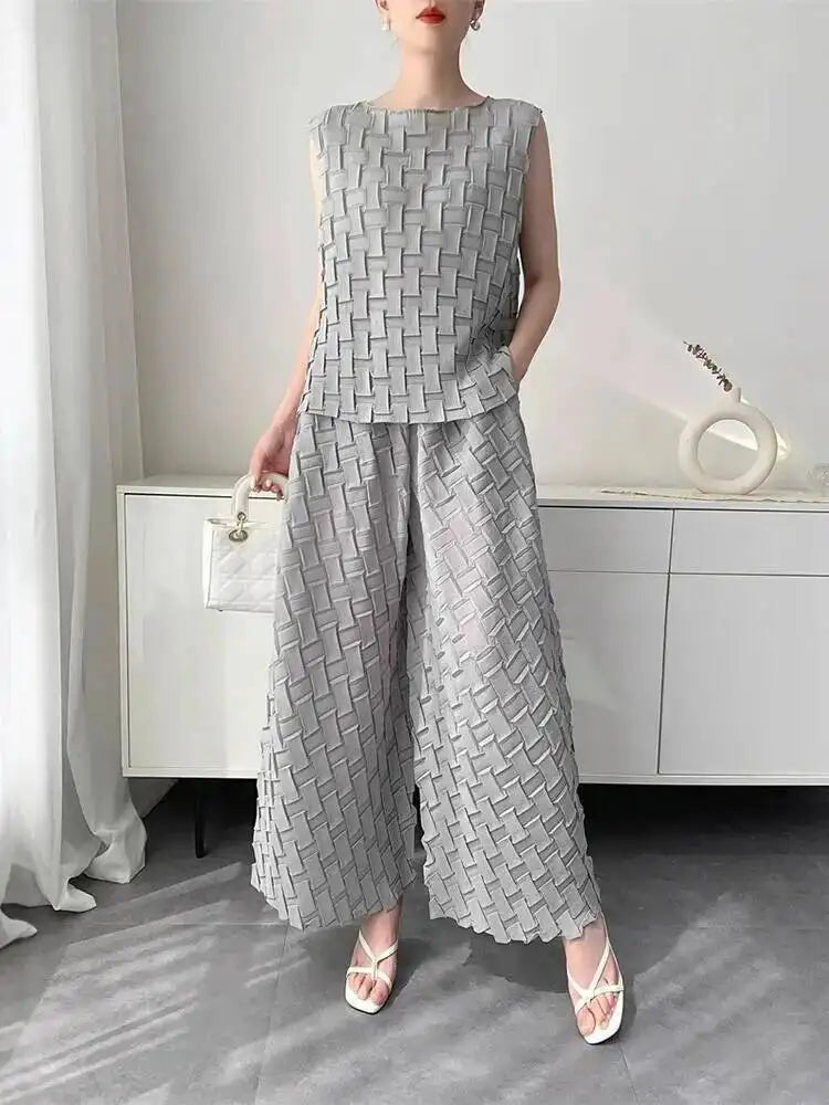Handmade Pleated Set Women'S Summer