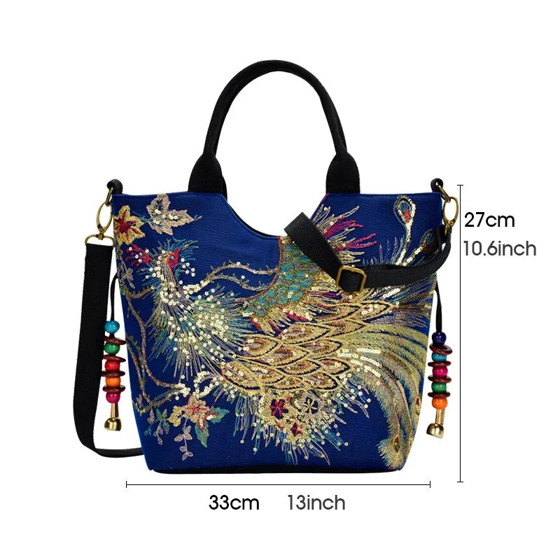 Ethnic Style Sequins Tote Bag