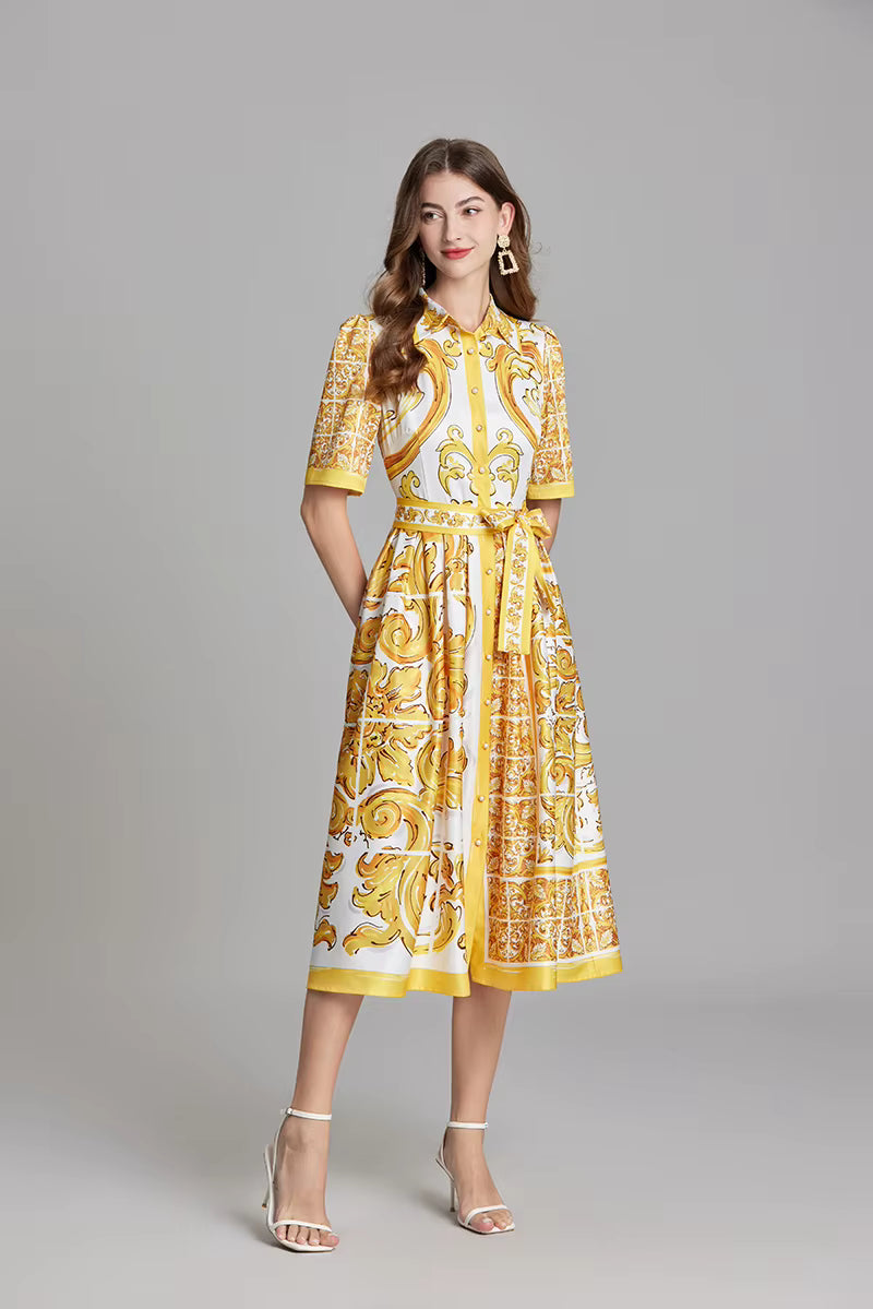 Paisley Print Shirt Dresses Women'S Turn down