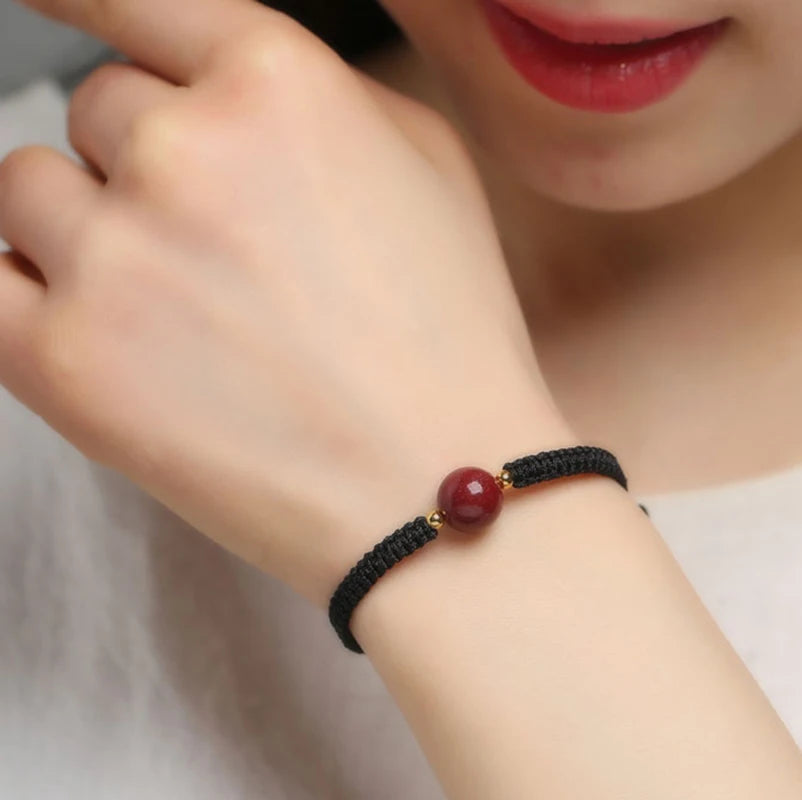Red Bracelet Natural Stone Cinnabar