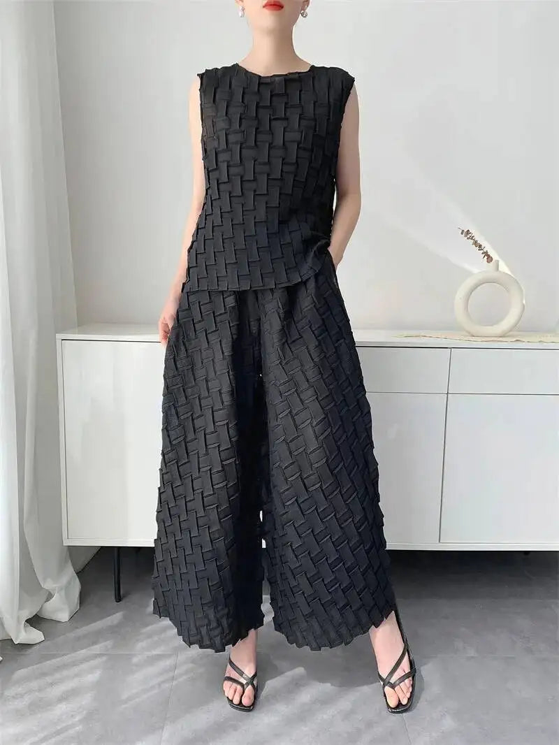 Handmade Pleated Set Women'S Summer