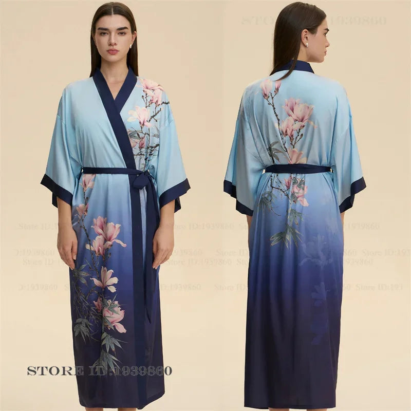 Flower Female Long Robe Nightgown