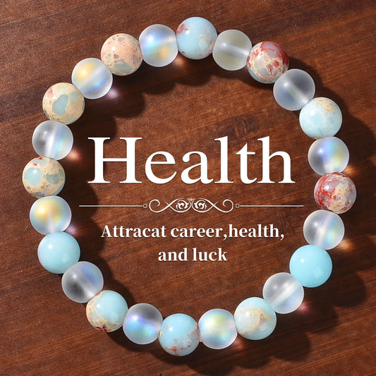 Health aura Quartz and Ocean Sediment Beaded Bracelet