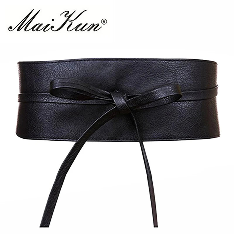 Boho Belt for Women Bowknot Faux Leather Wrap