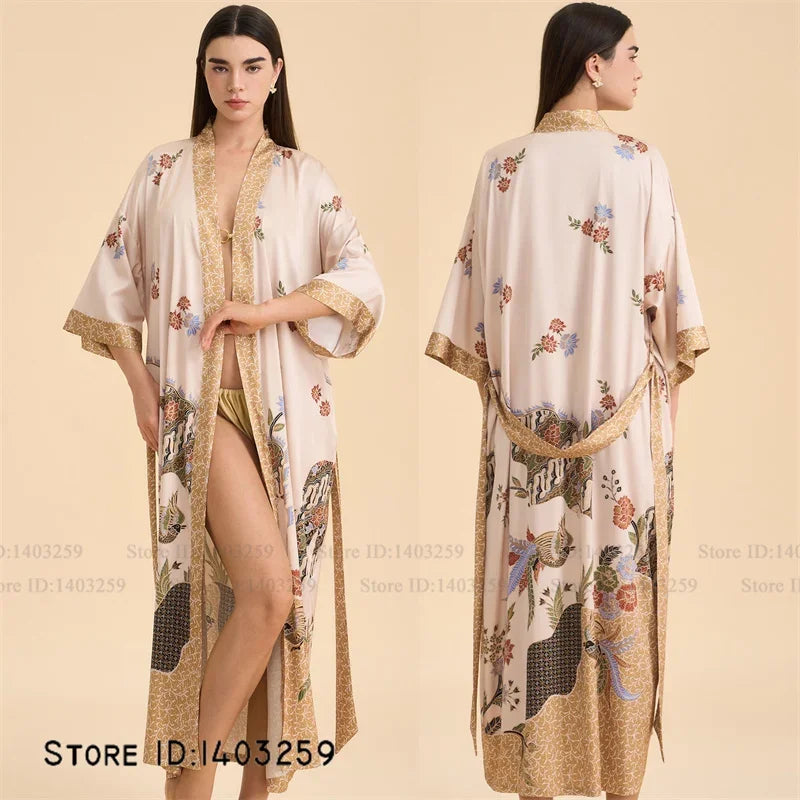 Flower Female Long Robe Nightgown