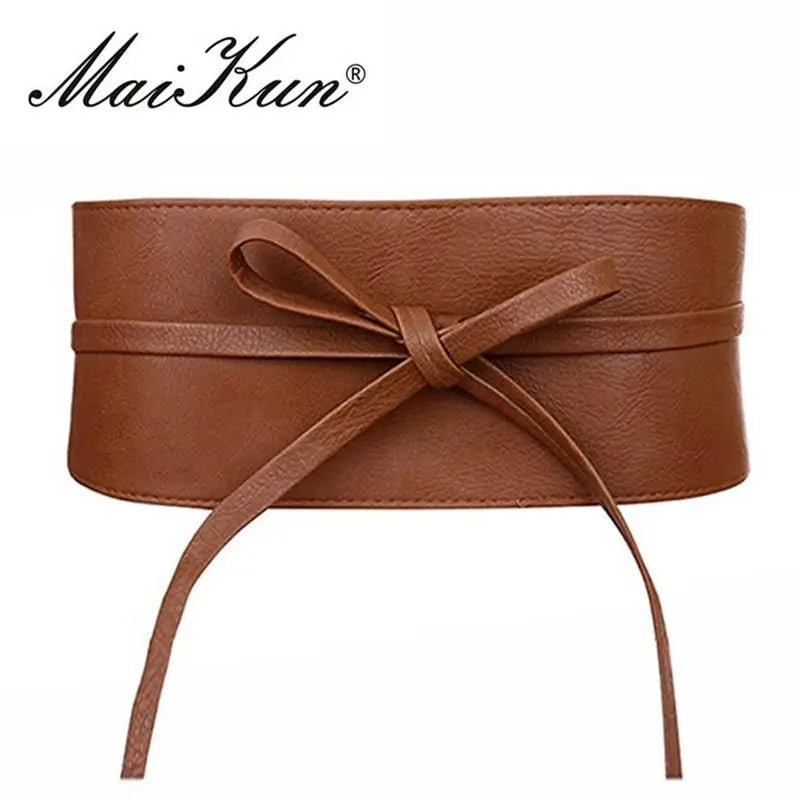Boho Belt for Women Bowknot Faux Leather Wrap