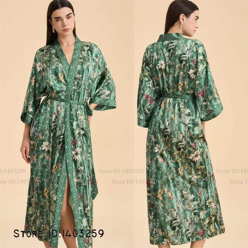 Flower Female Long Robe Nightgown