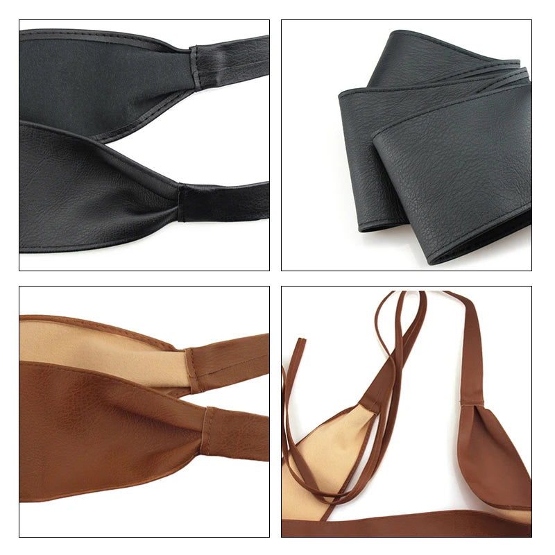 Boho Belt for Women Bowknot Faux Leather Wrap