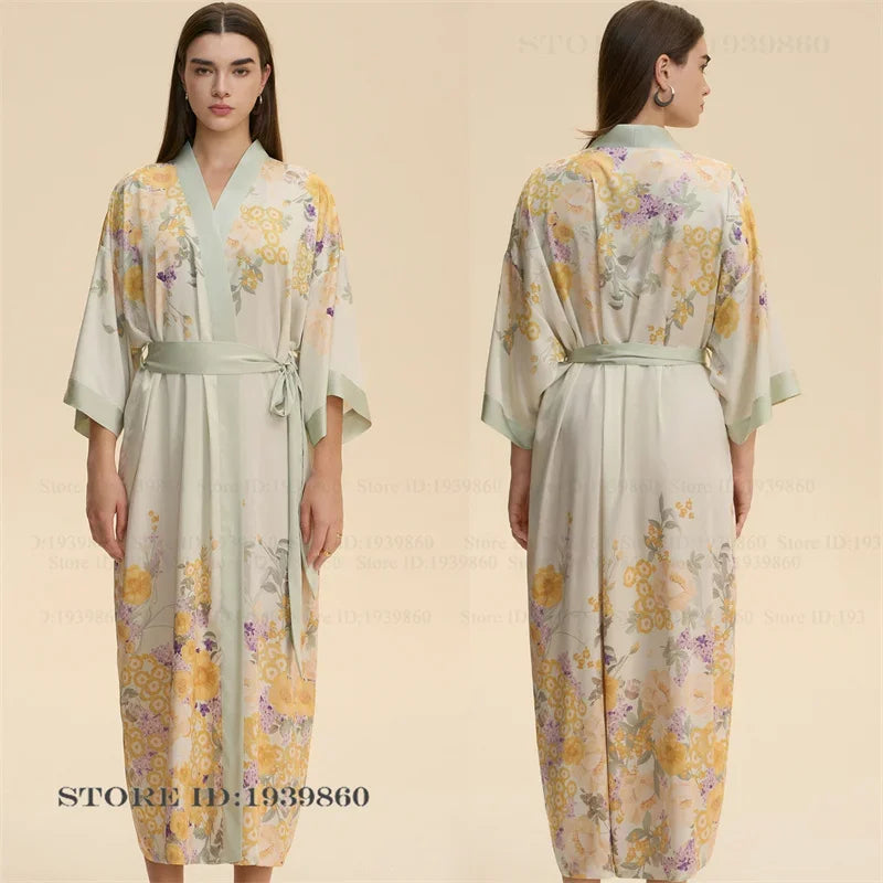 Flower Female Long Robe Nightgown