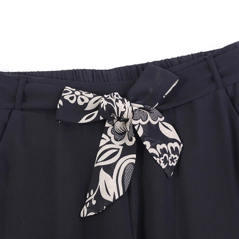 Floral Print Patchwork Chiffon Wide