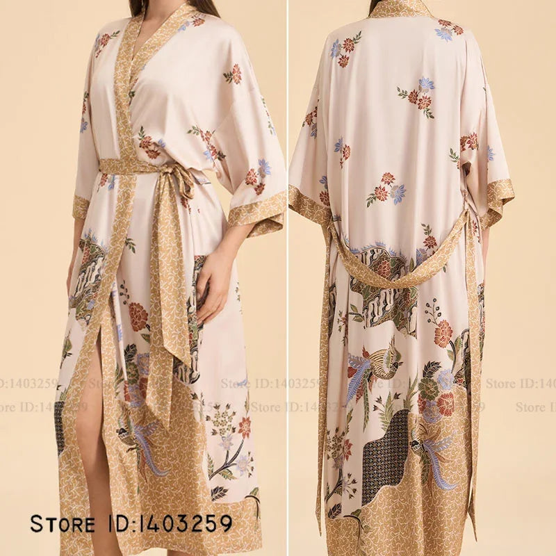 Flower Female Long Robe Nightgown