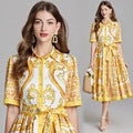 Paisley Print Shirt Dresses Women'S Turn down