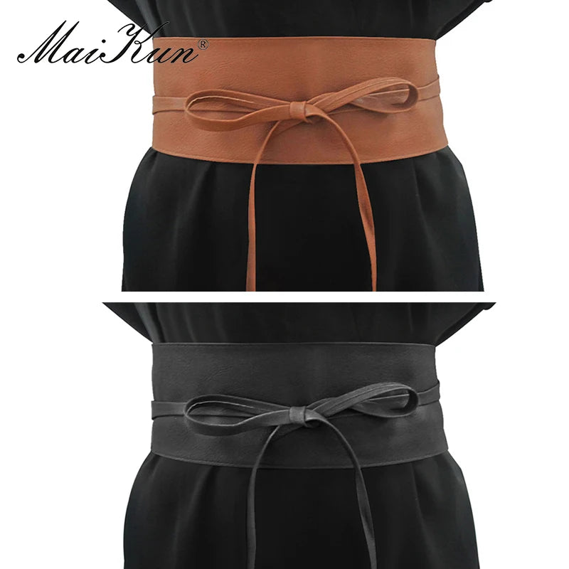 Boho Belt for Women Bowknot Faux Leather Wrap
