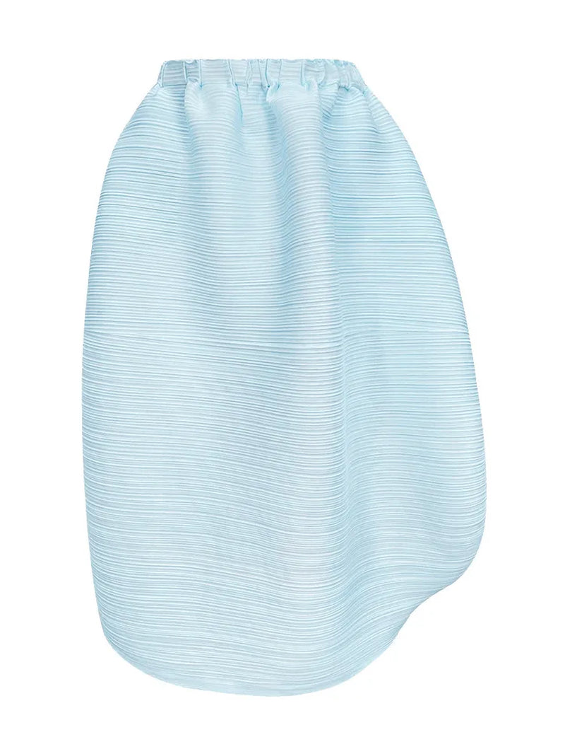Solid Color High Waist Pleated Puffy Skirt 
