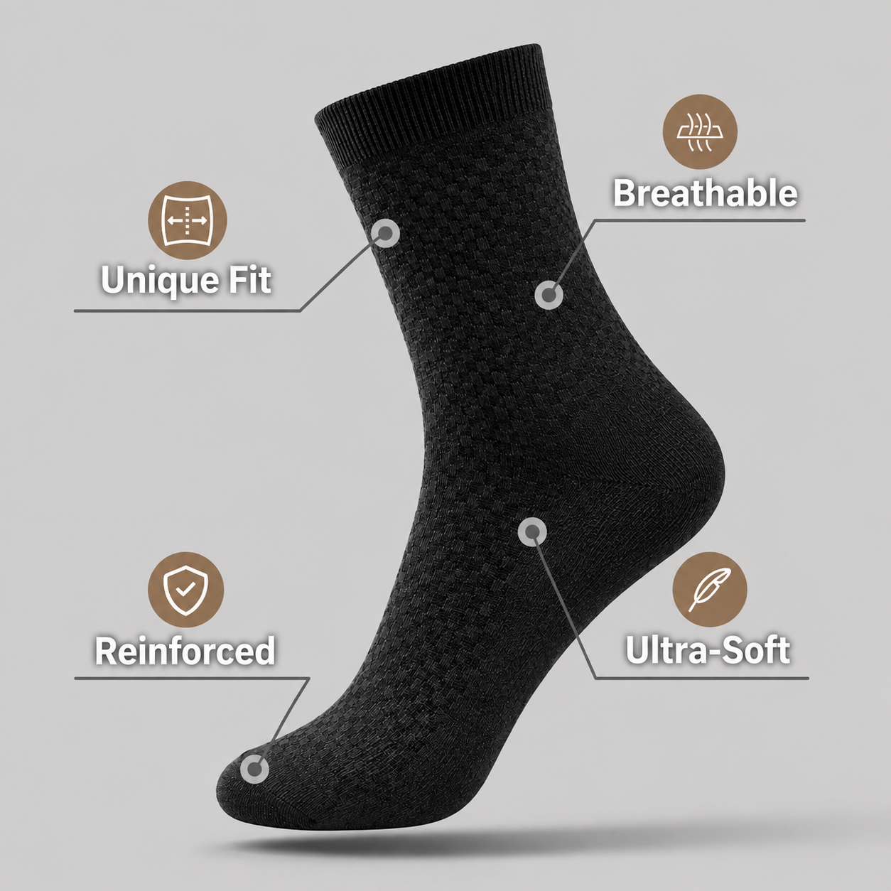 Pack of 5 pairs – AeroSensa™ socks Classic Breathable Compression Bamboo Sox